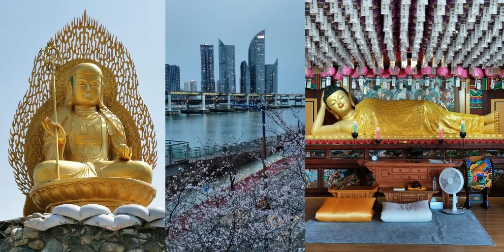 Haedong Yonggungsa Temple and Haeundae neighborhood in Busan, South Korea